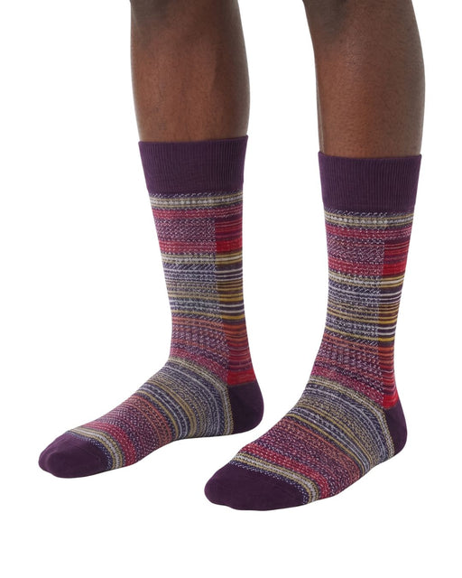 Missoni Purple Multi Mens Textured Stripe Crew Socks-M