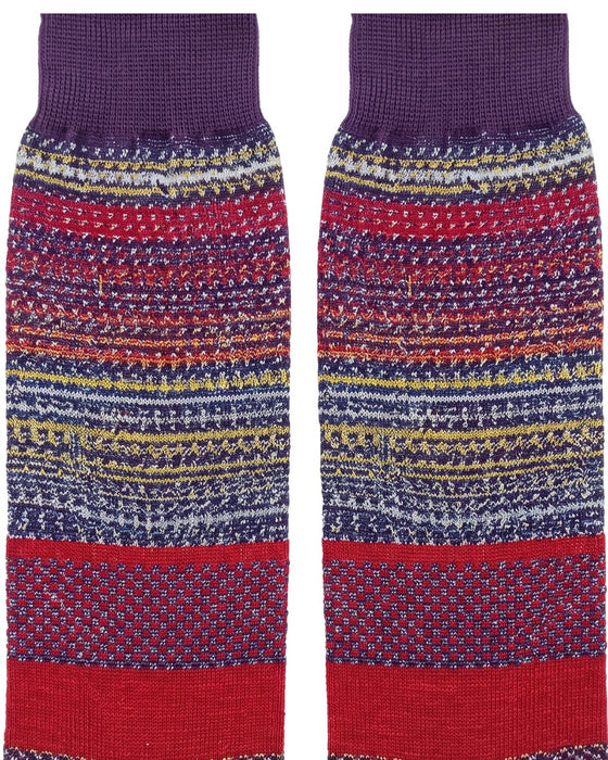 Missoni Purple Multi Mens Textured Stripe Crew Socks-M