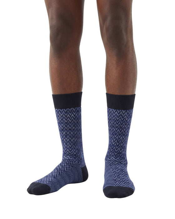 Missoni Midnight Blue Mens Chevron Melange Crew Socks-