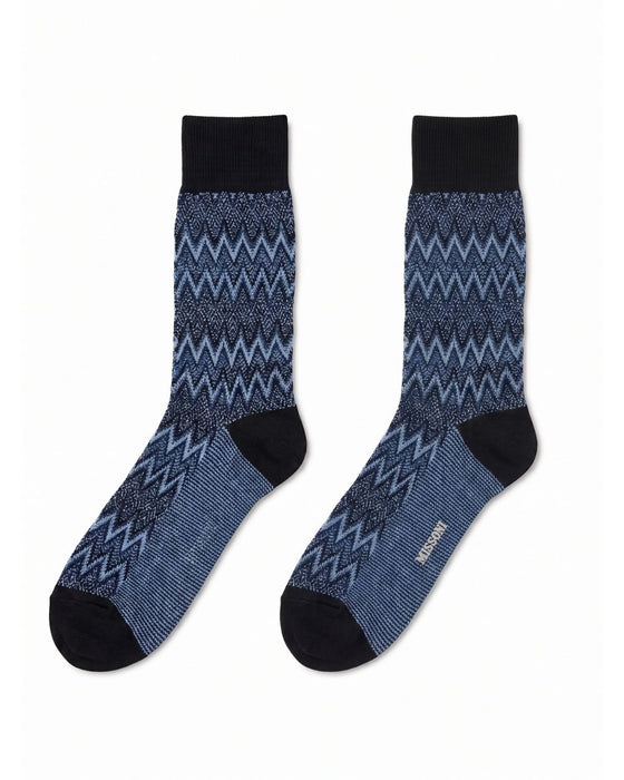 Missoni Sky Navy Mens Classic Chevron Crew Socks-M