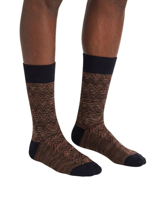 Missoni Black Multi Mens Zigzag Weave Crew Socks-M
