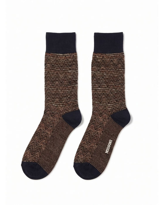 Missoni Black Multi Mens Zigzag Weave Crew Socks-M