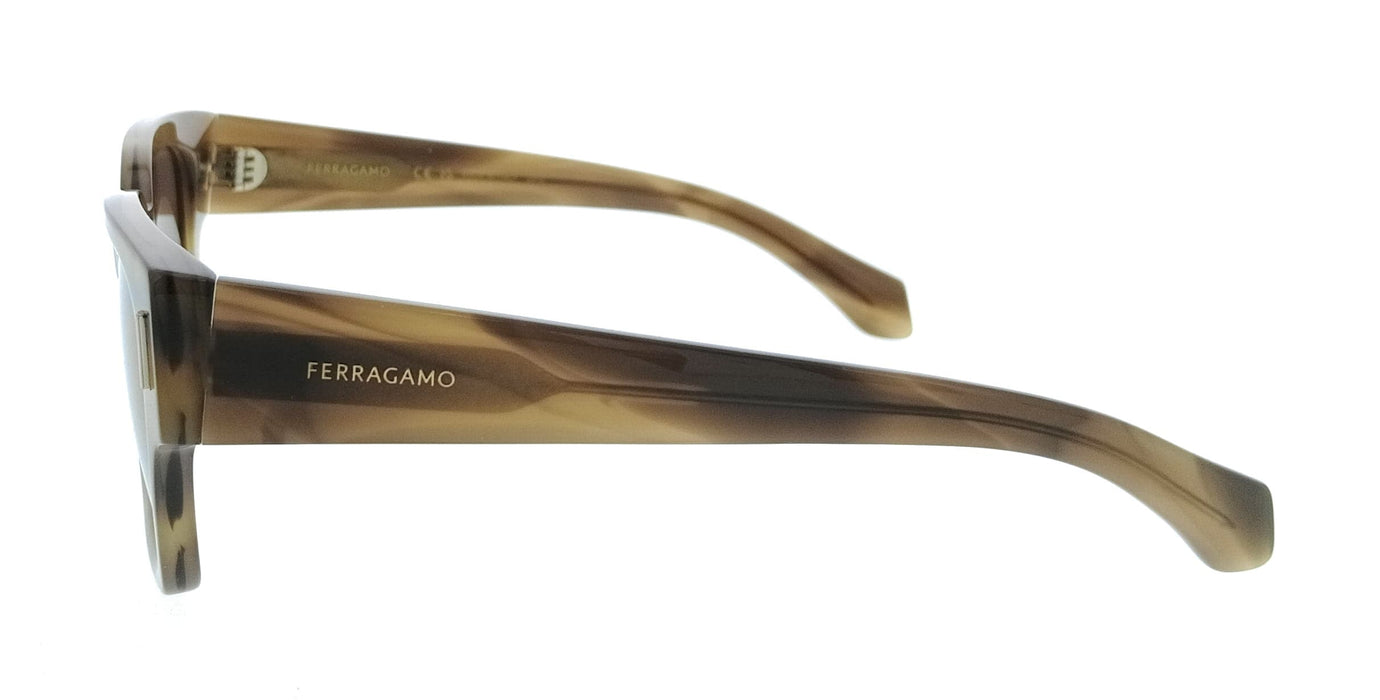 Salvatore Ferragamo SF2010S 319 Rectangle Striped Khaki Men's Sunglasses