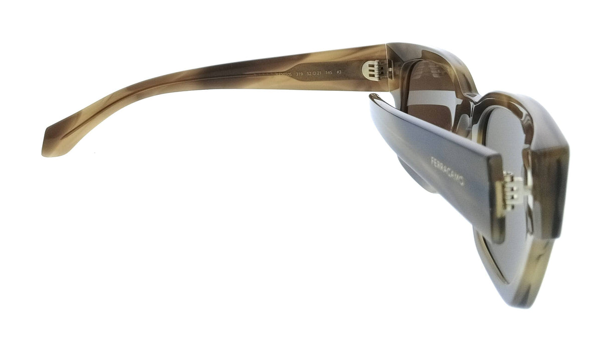 Salvatore Ferragamo SF2010S 319 Rectangle Striped Khaki Men's Sunglasses