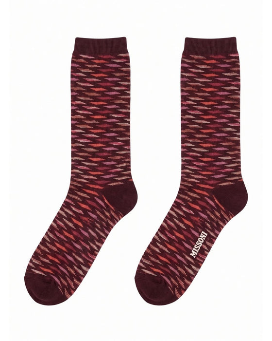 Missoni Maroon Mens Pattern Crew Socks-M