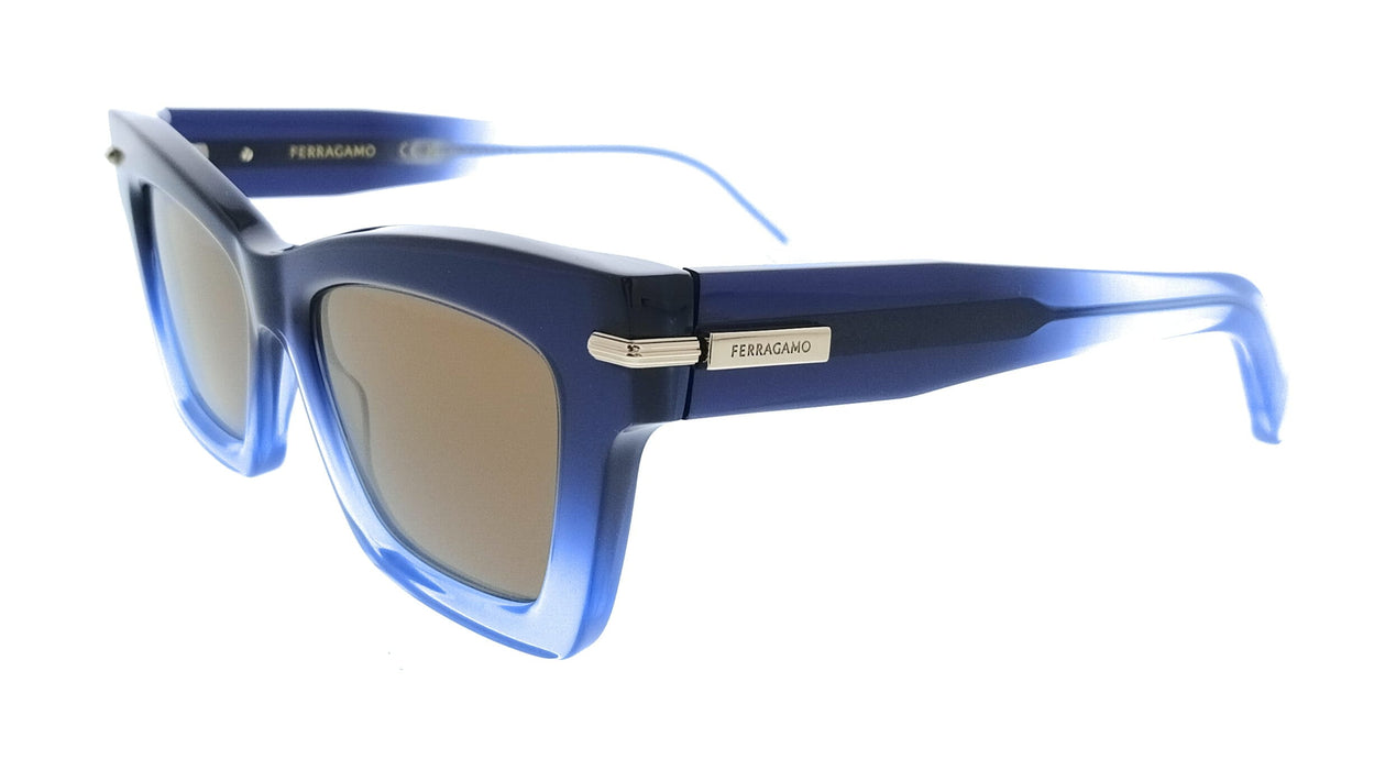 Salvatore Ferragamo SF2031S 415 Cat Eye Gradient Dark Blue Transparent Women's Sunglasses