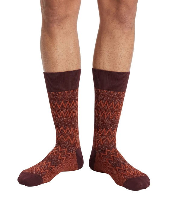 Missoni Burgundy Orange Mens Classic Chevron Crew Socks-M