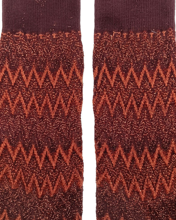 Missoni Burgundy Orange Mens Classic Chevron Crew Socks-M