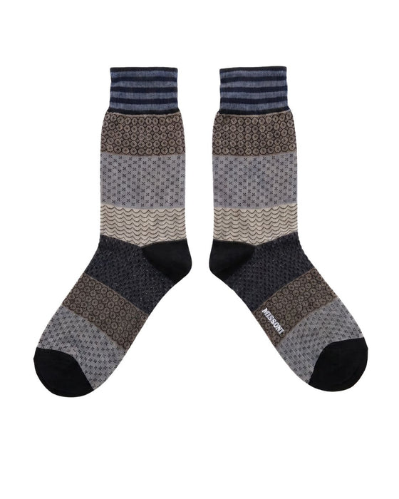 Missoni Grey  Mens Mix Pattern Crew Socks-S