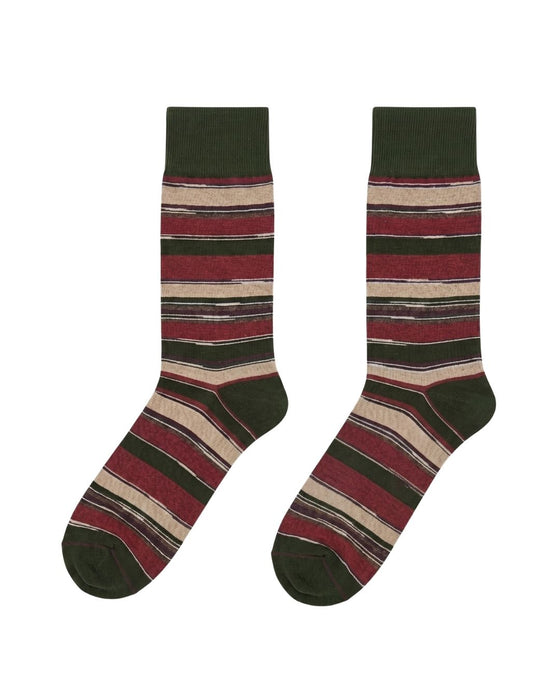 Missoni Red Beige Mens Mix Stripe Crew Socks-M