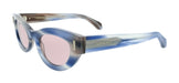 Salvatore Ferragamo SF2062SE 314 Round Striped Sand Blue Women's Sunglasses