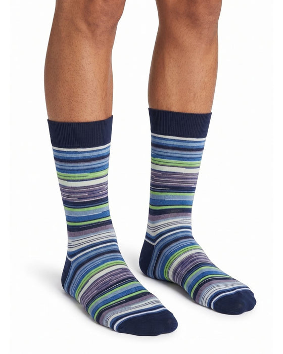 Missoni Blue Green  Mens Classic Stripe Crew Socks-L