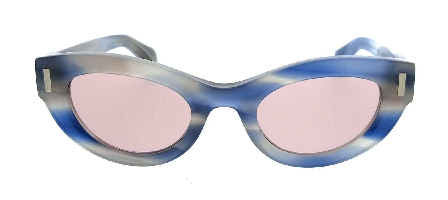 Salvatore Ferragamo SF2062SE 314 Round Striped Sand Blue Women's Sunglasses