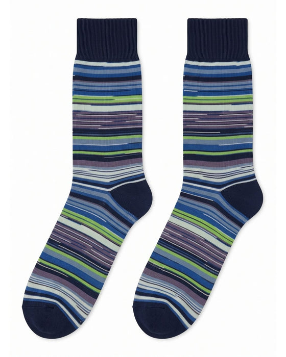 Missoni Blue Green  Mens Classic Stripe Crew Socks-L
