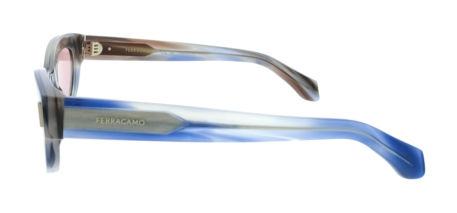Salvatore Ferragamo SF2062SE 314 Round Striped Sand Blue Women's Sunglasses