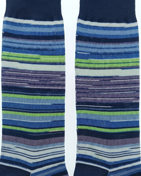 Missoni Blue Green  Mens Classic Stripe Crew Socks-L