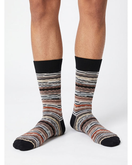 Missoni Beige Multi Mens Stripe Crew Socks-L