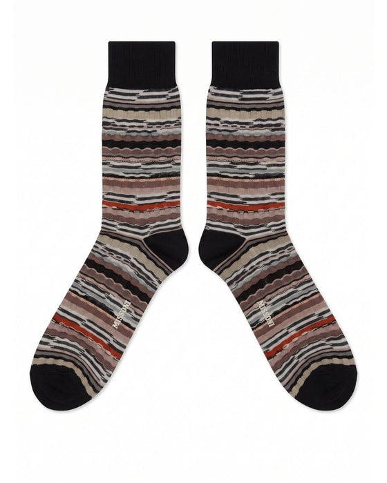 Missoni Beige Multi Mens Stripe Crew Socks-L
