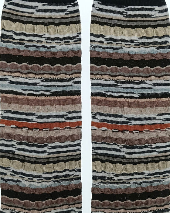 Missoni Beige Multi Mens Stripe Crew Socks-L