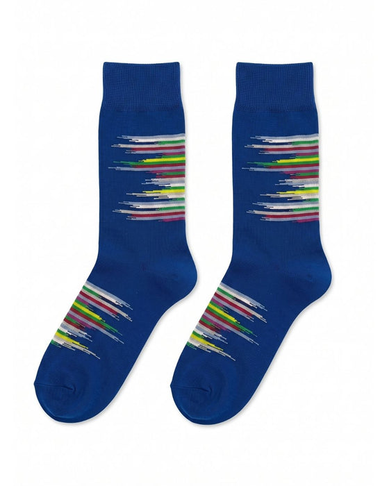 Missoni Blue Mens Color Stripe Crew Socks-M