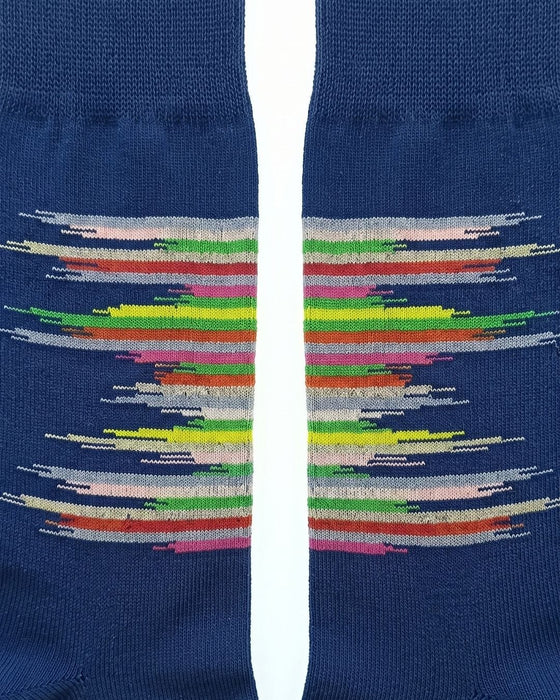 Missoni Blue Mens Color Stripe Crew Socks-M