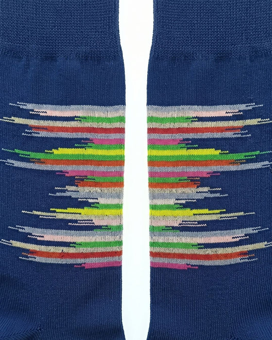 Missoni Blue Mens Color Stripe Crew Socks-M