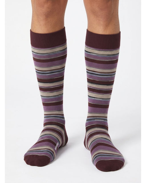 Missoni Plum Multi Mens Stripe Crew Socks-L
