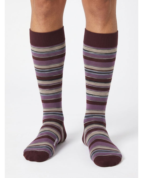 Missoni Plum Multi Mens Stripe Crew Socks-L