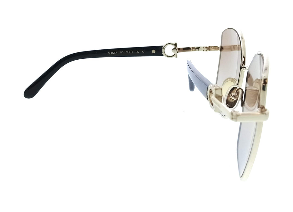 Salvatore Ferragamo SF312SR 745 Oversized Gold Brown Gradient Women's Sunglasses