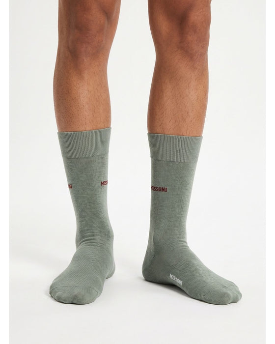 Missoni Soft Green Mens Crew Socks-M