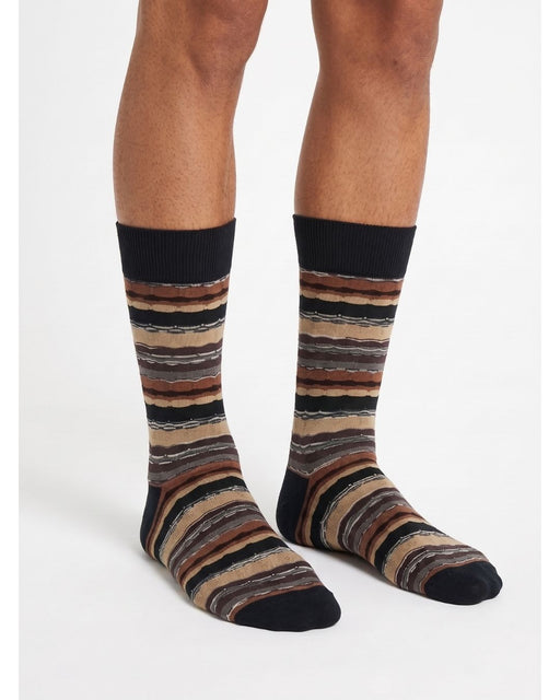 Missoni Mix Brown Mens Stripe Crew Socks-L
