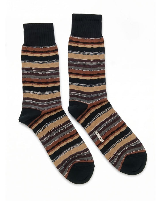 Missoni Mix Brown Mens Stripe Crew Socks-L