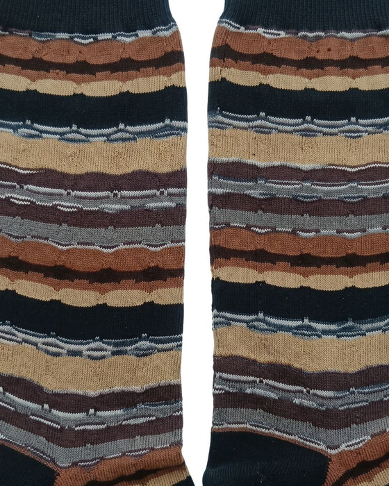 Missoni Mix Brown Mens Stripe Crew Socks-L