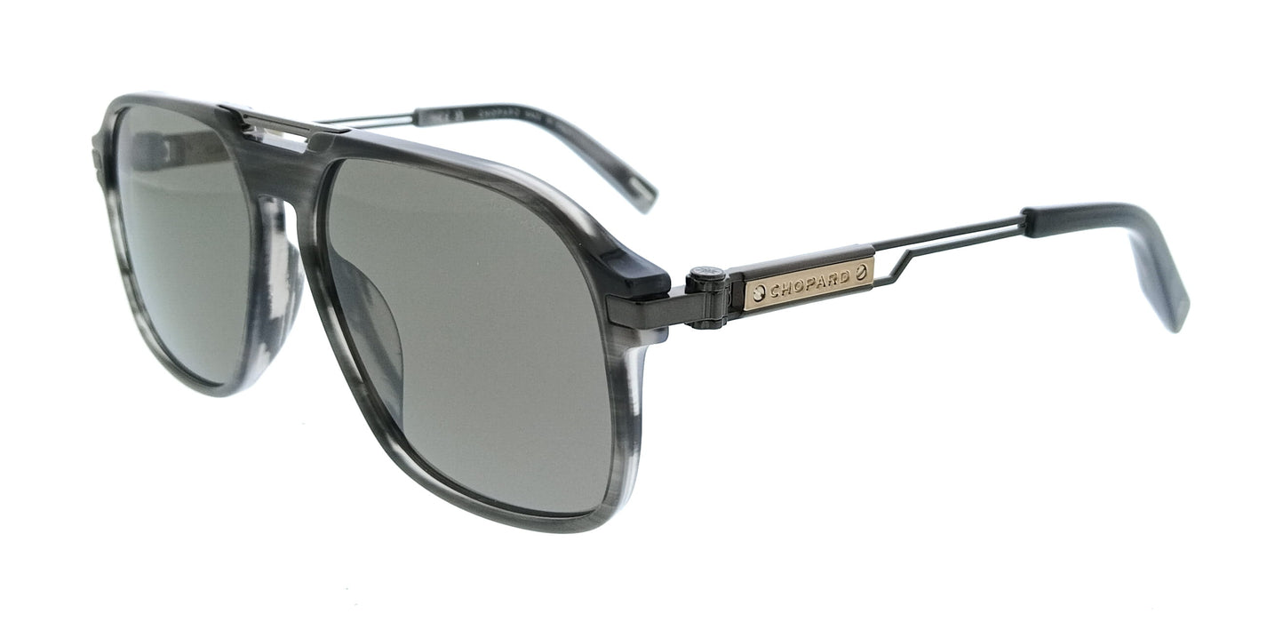 Chopard SCH347 586X7P Striped Gray Rectangle Mens Sunglasses