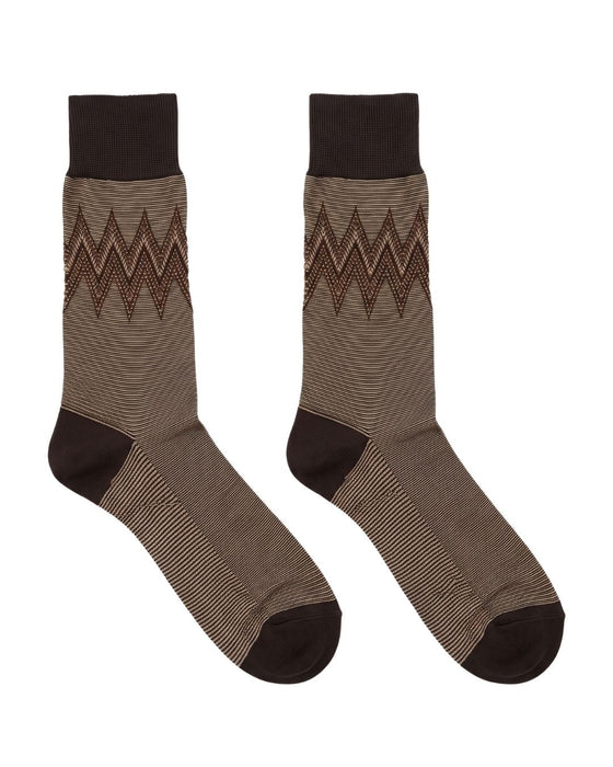 Missoni Brown Mens Neat Design Crew Socks-L