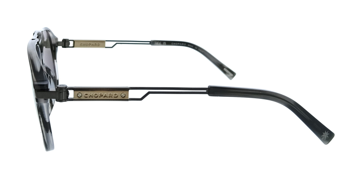 Chopard SCH347 586X7P Striped Gray Rectangle Mens Sunglasses
