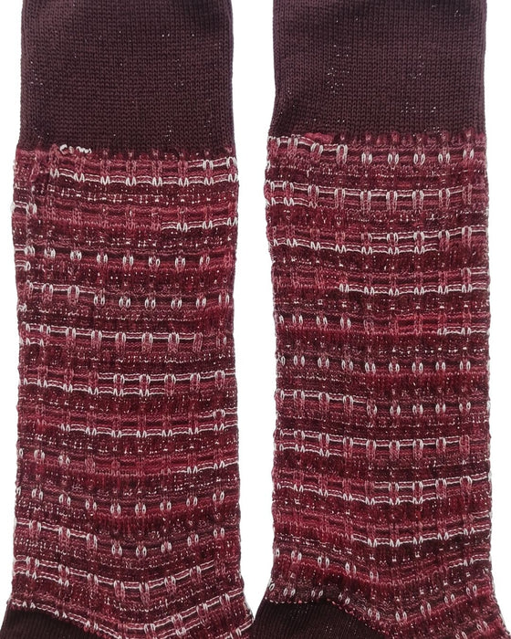 Missoni Burgundy Red Mens Textured Stripe Crew Socks-M