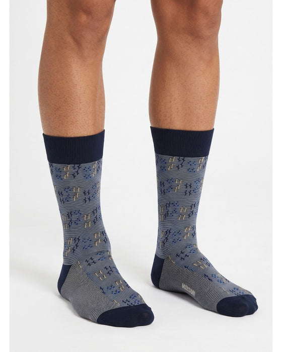 Missoni Blue  Mens Neat Design Crew Socks-M