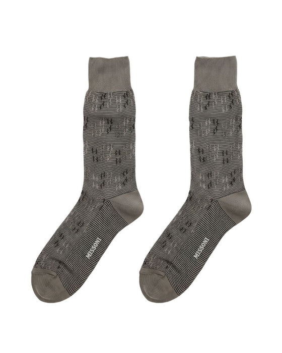 Missoni Taupe  Mens Neat Design Crew Socks-M