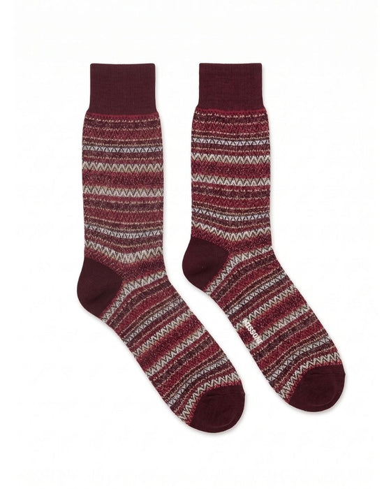 Missoni Burgundy Mens Chevron Knit Crew Socks-M