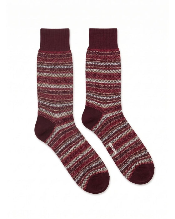 Missoni Burgundy Mens Chevron Knit Crew Socks-M