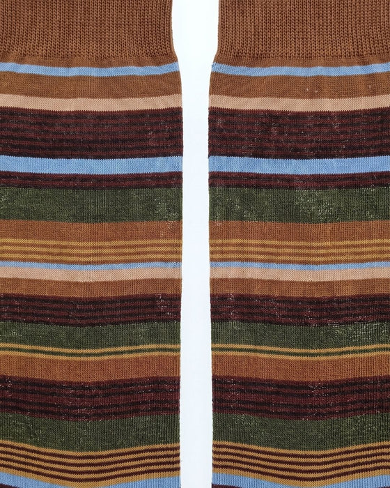 Missoni Burgubdy Brown Mens Stripe Crew Socks-M