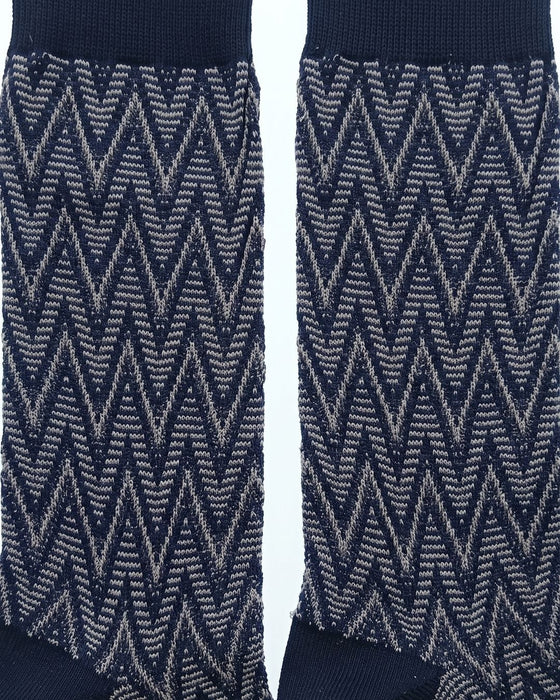 Missoni Navy Mens Classic Chevron Crew Socks-L