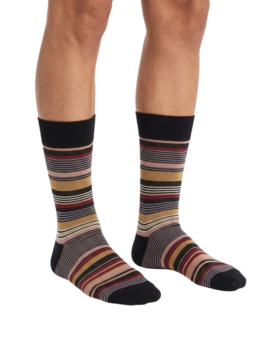 Missoni Pink Black Mens Stripe Crew Socks-M