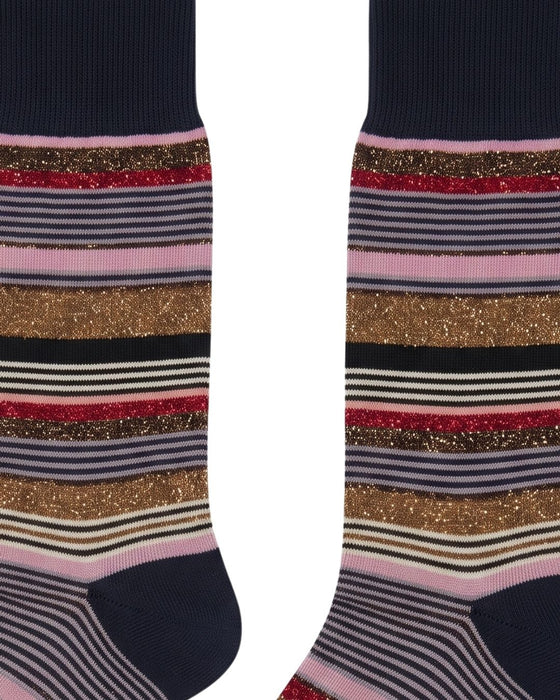 Missoni Pink Black Mens Stripe Crew Socks-