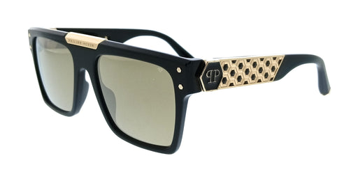 Philipp Plein SPP080 55700G Shiny Black Square Unisex Sunglasses