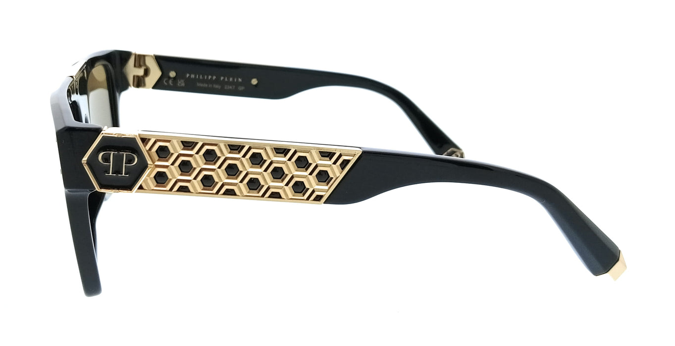 Philipp Plein SPP080 55700G Shiny Black Square Unisex Sunglasses