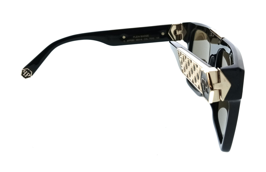 Philipp Plein SPP080 55700G Shiny Black Square Unisex Sunglasses