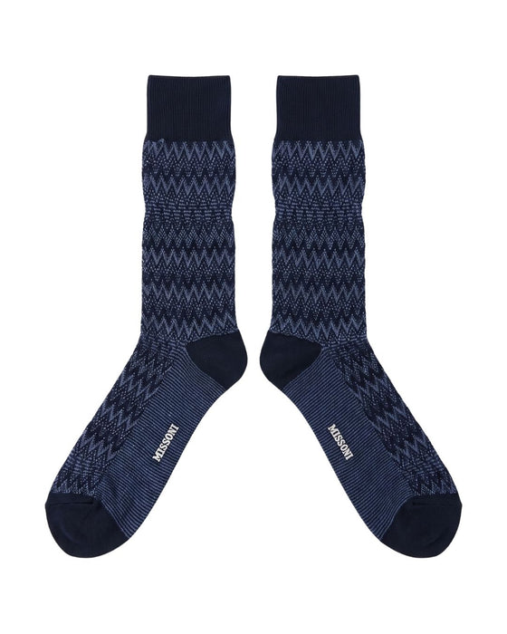 Missoni Blue  Mens Chevron Crew Socks-