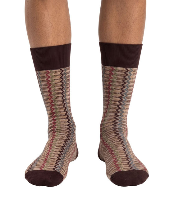 Missoni Pink Brown Mens Zigzag  Crew Socks-M
